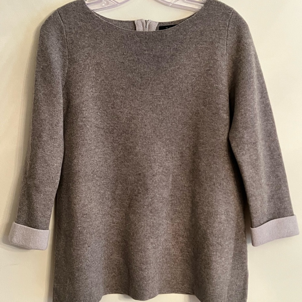 TAHARI PURE LUXE THICK CASHMERE SWEATER WITH BACK ZIP - EUC - S